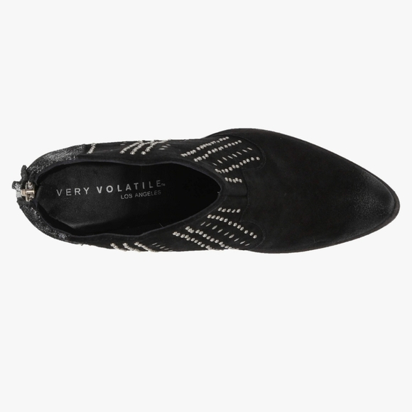 NWT Very Volatile Black Silver Zeke Leather Ankle Boots Zip rhinestone sparkle 8 - Picture 4 of 7